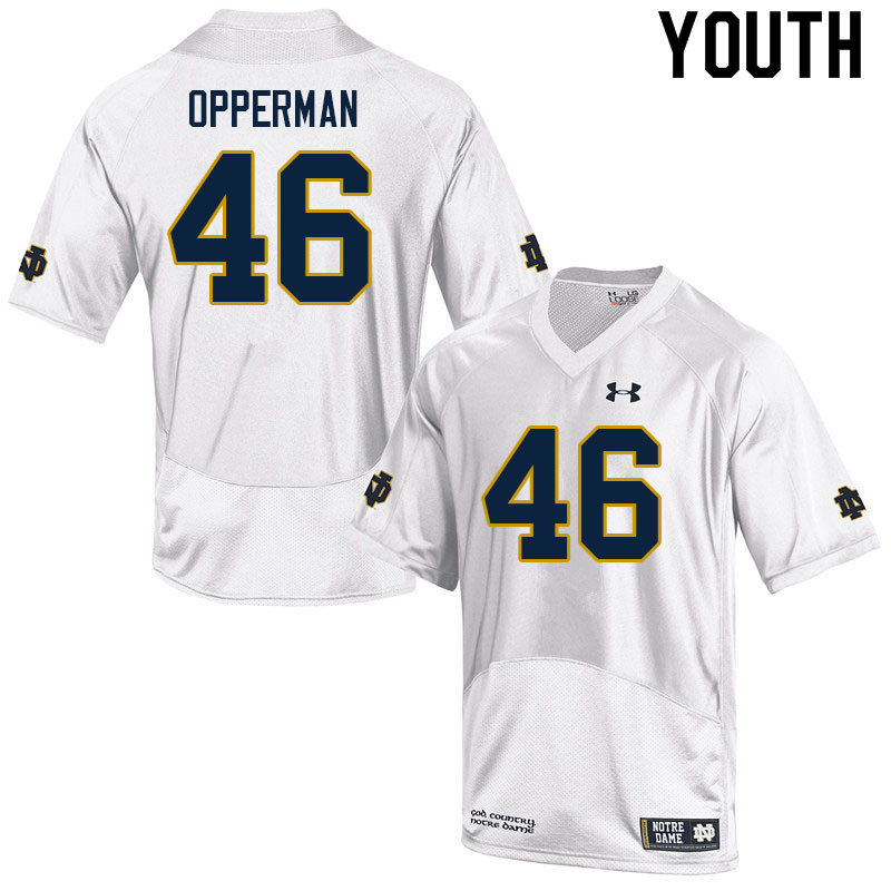 Youth #46 Christian Opperman Notre Dame Fighting Irish College Football Jerseys Sale-White